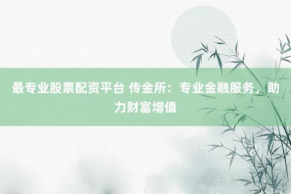 最专业股票配资平台 传金所：专业金融服务，助力财富增值