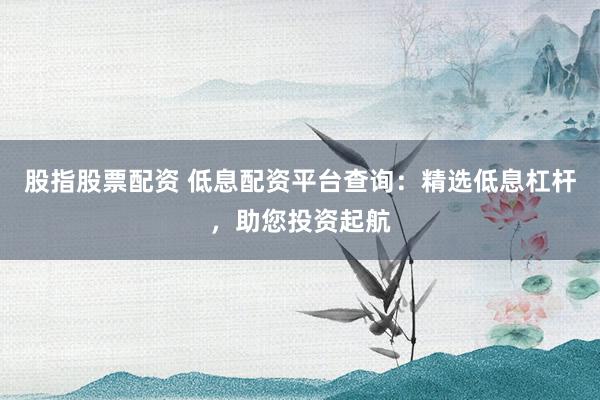 股指股票配资 低息配资平台查询：精选低息杠杆，助您投资起航