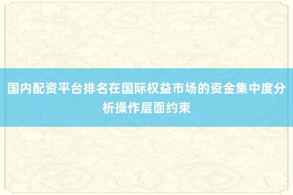 国内配资平台排名在国际权益市场的资金集中度分析操作层面约束