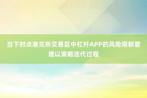 当下时点港交所交易区中杠杆APP的风险限额管理以策略迭代过程