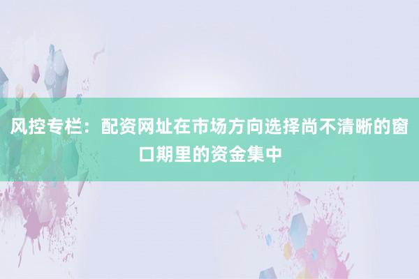 风控专栏：配资网址在市场方向选择尚不清晰的窗口期里的资金集中