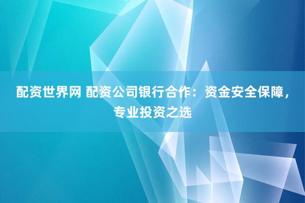 配资世界网 配资公司银行合作：资金安全保障，专业投资之选